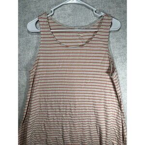 Le Lis Top Women's Size Large Orange and Cream Stripe Sleeveless Tunic Tank